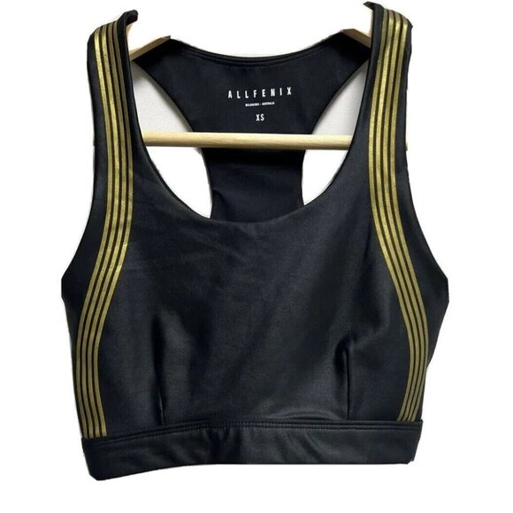 ALL FENIX Speed Women Tech Gold Sports Bra Black Size XS - Picture 1 of 5